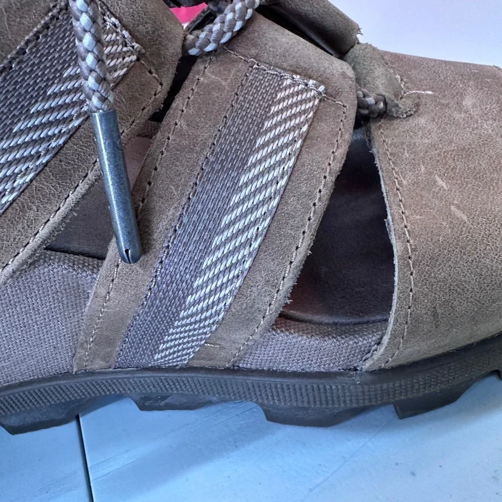 Boho Sorel Joanie II Lace Wedge Sandals Brown Leather Women Size 8 - Picture 5 of 11